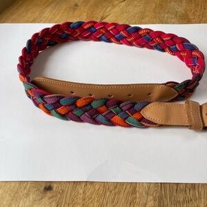 Fabric Leather Colorful Belt, M, Made in Guatemala